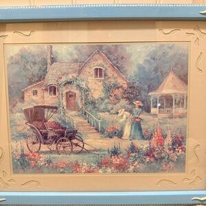 Vintage Cottage Scene Framed Signed Art Print